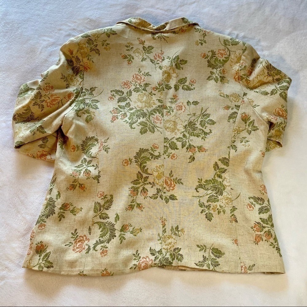 Vintage Paul Harris Lined Floral Linen Rayon Blazer Size Large - Picture 8 of 15